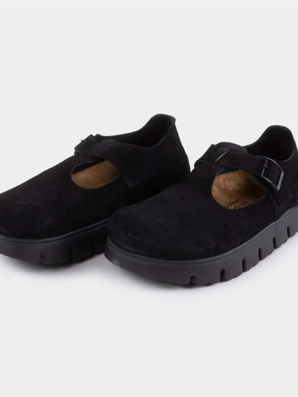 NWT Papillio by Birkenstock Black Suede Chunky Mary Jane Shoes Women’s Size 8